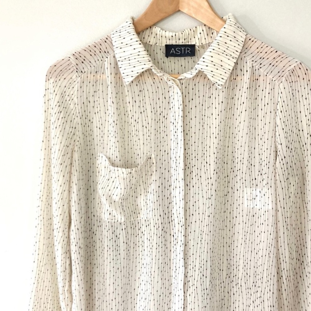 Astr Tunic Button Down Top Side Split Semi Shear - image 2